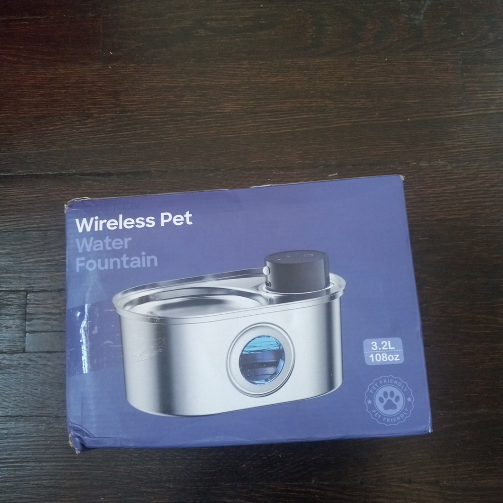 Wireless Cat Water Fountain: Battery Operated Stainless Steel Pet Fountain, A